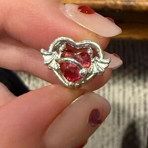 Devil Heart charm with Red Gemstone